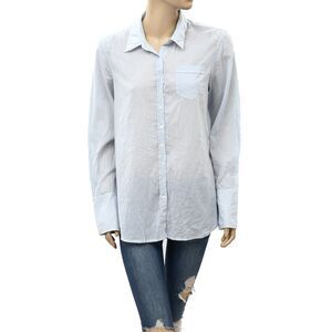Nili Lotan Cotton Voile NL Buttondown Shirt Blouse Top Formal Blue S NWD 253438